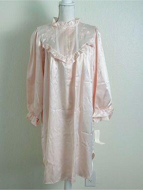 Vintage Pink Miss Elaine Ling Sleeve Nightgown Size Large